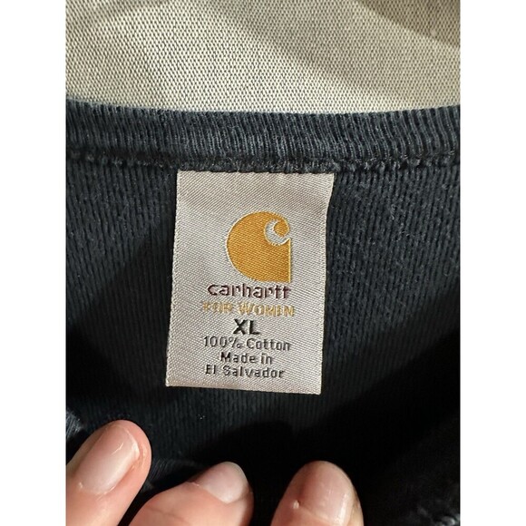 Carhartt For Women Y2k Vintage‎ Black Long Sleeve Shirt Logo Cotton XL - Picture 4 of 6